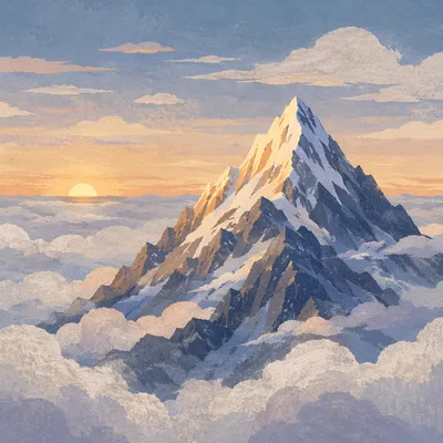 Majestic Mountain Peak Above Cloud Sea