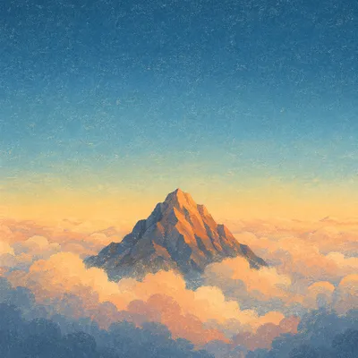 Majestic Mountain Peak Above Golden Clouds