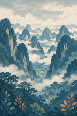 Majestic Mountain Peaks Above Morning Clouds