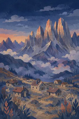Majestic Alpine Peaks Above Misty Clouds