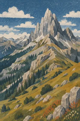 Majestic Alpine Peak Above Golden Clouds
