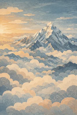 Majestic Mountain Peak Above Morning Clouds