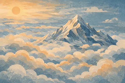Majestic Mountain Peak Above Morning Clouds