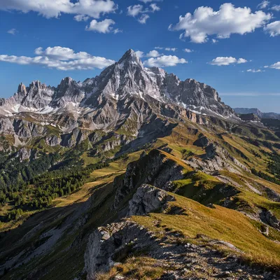 Majestic Alpine Peak Above Drifting Clouds