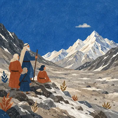 Snow-Capped Mountain Peak Under Blue Sky