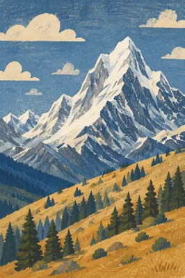 Majestic Snow Capped Mountain Under Blue Sky