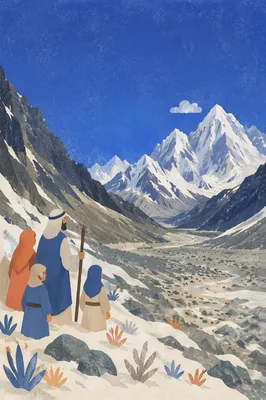 Snow Capped Mountain Peak Under Blue Sky