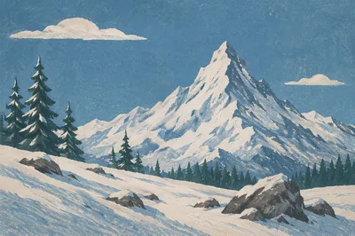 Snow Capped Mountain Peak Under Blue Sky