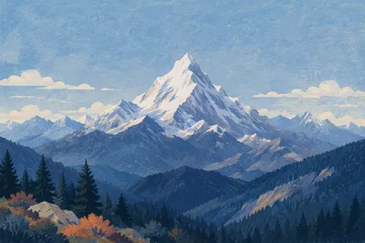Snow Capped Mountain Peak Under Blue Sky