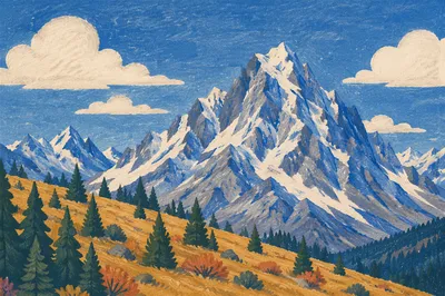 Majestic Snow Capped Mountain Under Blue Sky