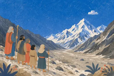 Snow-Capped Mountain Peak Under Blue Sky