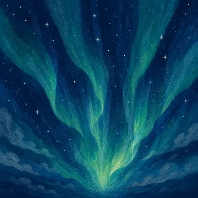 Emerald Aurora Over Deep Polar Night