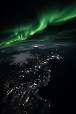 Aurora Over Northern Earth at Night