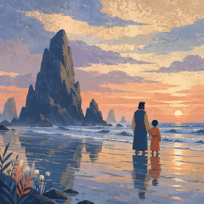 Ocean Sunset Sea Stack Silhouettes