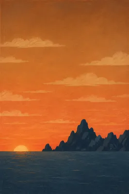 Ocean Sunset Rock Formation Silhouette