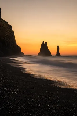 Sunset Sea Stacks on Volcanic Beach