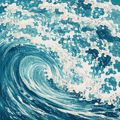 Curling Turquoise Ocean Wave Close Up