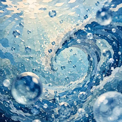 Curling Blue Ocean Wave Close Up