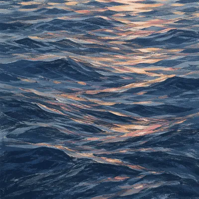 Close-Up Blue Ocean Wave at Twilight