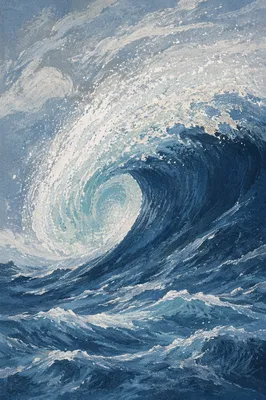 Curling Turquoise Ocean Wave Close Up