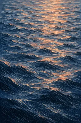 Close-Up Blue Ocean Ripples at Twilight