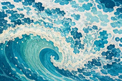 Curling Turquoise Ocean Wave Close Up