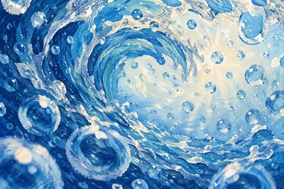Curling Blue Ocean Wave Macro Close-Up
