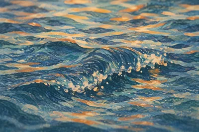 Curling Blue Ocean Wave Close Up