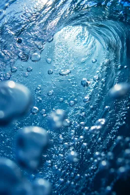 Curling Blue Ocean Wave Macro Close-Up