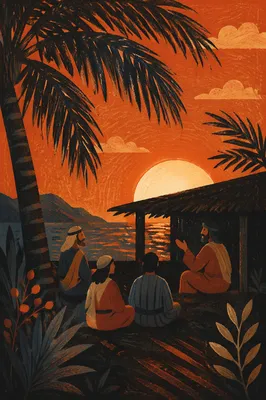 Palm Tree Silhouettes at Tropical Sunset