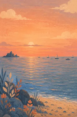 Pink Sunrise Over Calm Bay Sailboats