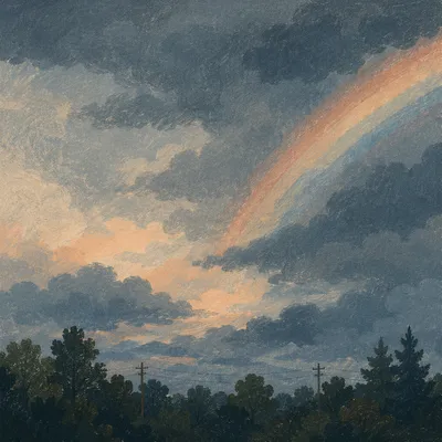 Soft Rainbow Over Moody Evening Sky