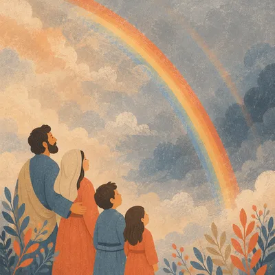 Rainbow After Rain in Beautiful Sky
