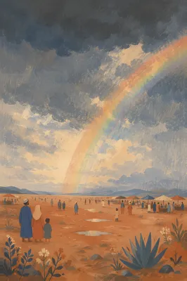 Rainbow Over Rain Washed Open Plain