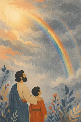 Rainbow After Rain in Serene Sky