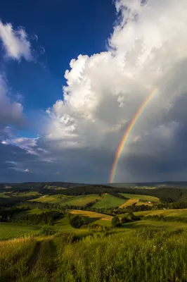 Hopeful Rainbow Over Countryside After Rain