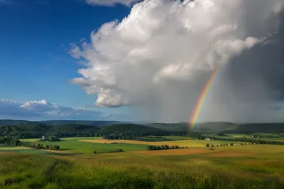 Rainbow Over Countryside After Rain