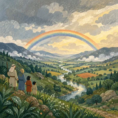 Hopeful Rainbow Over Green Valley