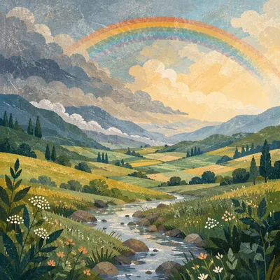 Rainbow Over Fresh Green Valley
