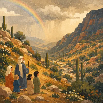 Rainbow Over Rainwashed Desert Valley