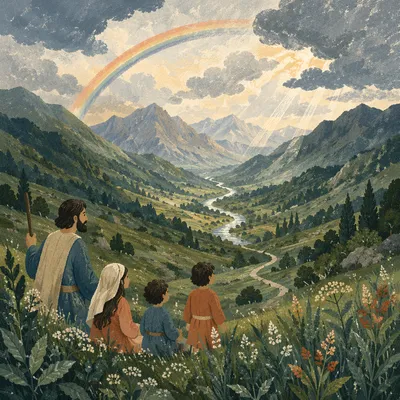 Rainbow Over Rain-Washed Green Mountain Valley