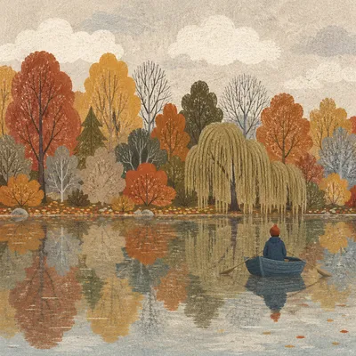 Peaceful Autumn Pond With Tree Reflections
