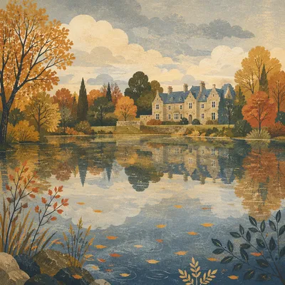 Autumn Trees Reflected in a Quiet Pond