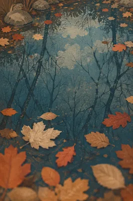 Autumn Trees Reflected in Still Pond