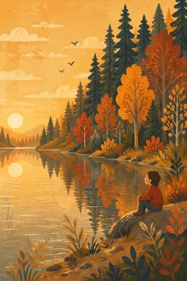 Autumn Trees Reflected in Quiet Pond