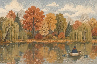 Autumn Trees Reflected in Peaceful Pond