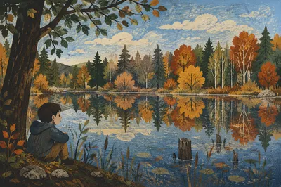 Autumn Woodland Pond Reflection