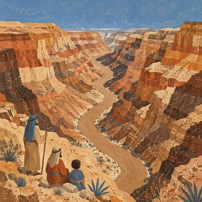 Winding River Through Desert Canyon Cliffs