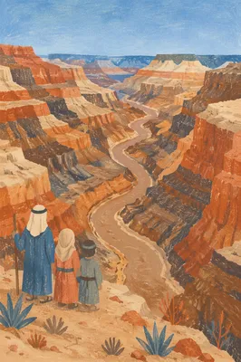 Winding River Through Desert Canyon Overlook
