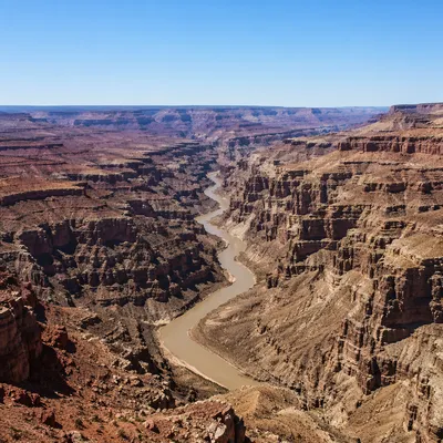 Aerial Desert Canyon River S-Curve View
